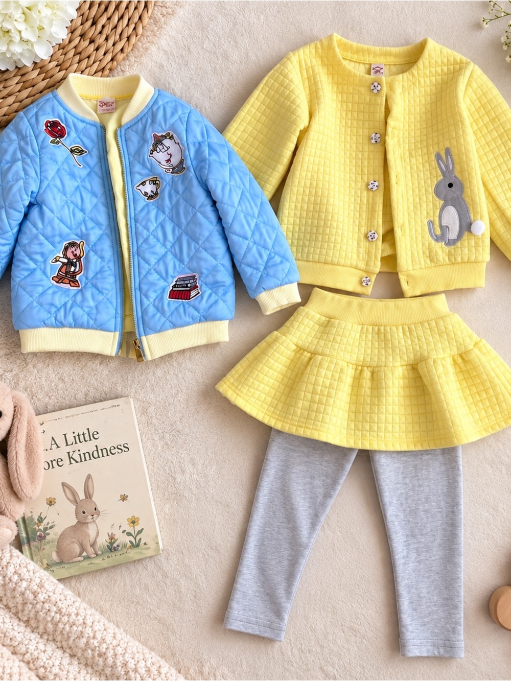 Disney Tutu Couture Girls 4T Beauty & the Beast Jacket + Yellow Bunny Skirt